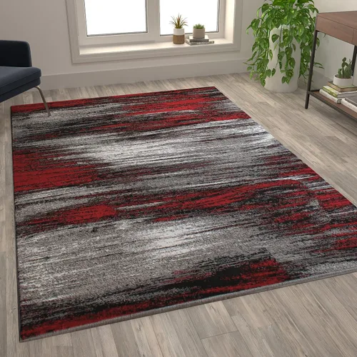 Vista 32 de Flash Furniture Rylan Collection - Alfombra contemporánea de olefinas azules, de pelo alto, 2 x 10 pies, respaldo de yute, pasillo, entrada