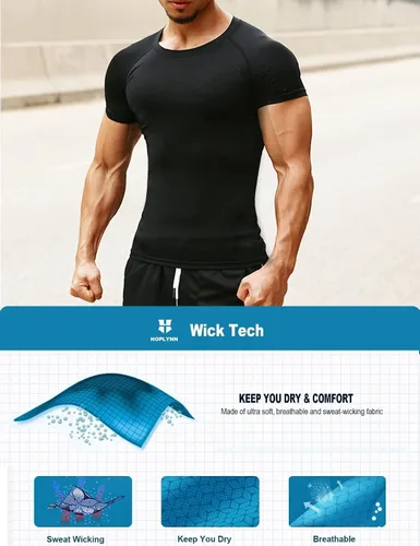 Vista 3 de HOPLYNN Paquete de 45 camisetas de compresión de entrenamiento para hombre, manga largacorta, camiseta atlética para deportes