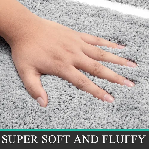 Vista 2 de Pauwer Juego de alfombras de baño de 3 piezas con contorno en forma de U, tapete de baño de microfibra absorbente de felpa antideslizante, lavable a