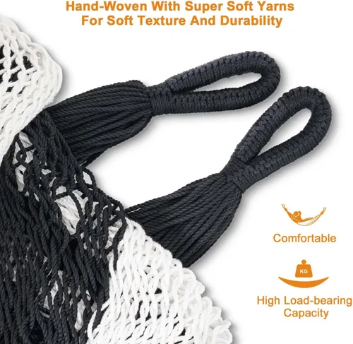 Vista 3 de Lazy Daze Hammocks Hamaca maya tejida a mano, hamaca doble de cuerda suave de 10.5 pies, hamaca portátil para exteriores con bolsa de transporte, 2