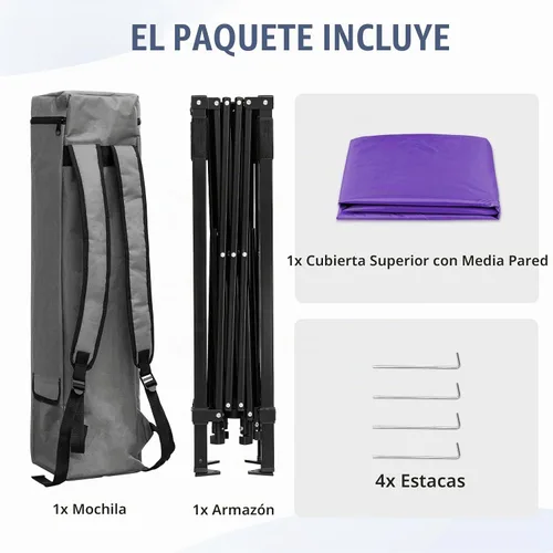 Vista 9 de EAGLE PEAK Toldo Emergente de 8x8 pies con Pared Lateral, Compacto, Portátil con Patas Inclinadas, Refugio Solar Instantáneo para Playa, Deportes