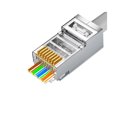 Vista 10 de 50 conectores RJ45 Cat6, conectores RJ45 C6, conectores RJ45 blindados de metal Cat6, conectores de enchufe de red modular FTP 8P8C