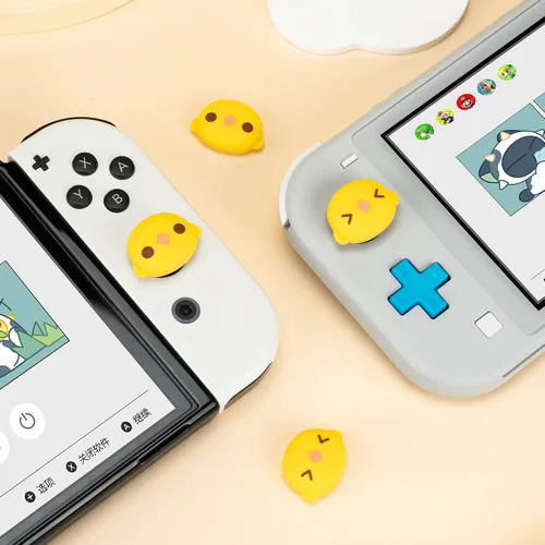 Vista 5 de GeekShare Lindas tapas de silicona Joycon para pulgar, cubierta de joystick compatible con Nintendo SwitchOLEDSwitch Lite, 4 piezas - BIU