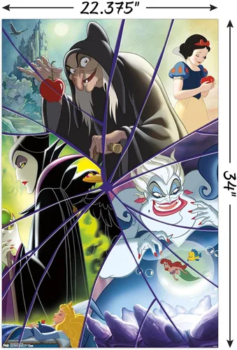 Vista 3 de Trends International Disney VIllains - Póster de collage de pared, 22.375 x 34 pulgadas, paquete de póster y clip