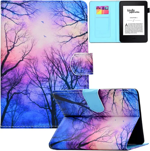 Vista 9 de Funda para Kindle Paperwhite, de piel sintética, con ranuras para tarjetas, con tapa de apagado y encendido automático para Amazon Kindle Paperwhite