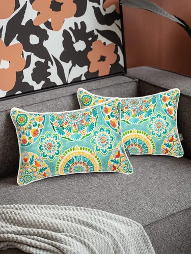 Vista 7 de FUNHOME Fundas de almohada lumbar para exteriores, 12 x 20 pulgadas, sin relleno, círculo cian