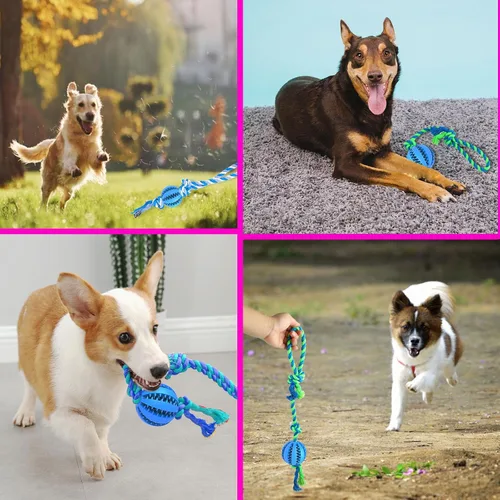 Vista 7 de Engorgio Juguetes interactivos para masticar perros, ayudas de entrenamiento para cachorros, dispensador de golosinas de rompecabezas con cuerda