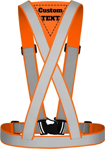 Vista 9 de Chaleco de seguridad personalizado correas ligero ajustable de alta visibilidad reflectante chaleco de seguridad construcción exterior Naranja-B