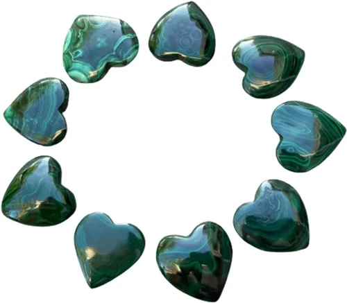 Vista 22 de Corazón hinchado de piedras preciosas al por mayor, corazones hinchados de piedras preciosas pulidas, piedra de palma de cristal, corazón de cristal