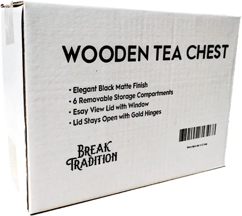 Vista 3 de Break Tradition Organizador de té de madera para bolsitas de té, negro