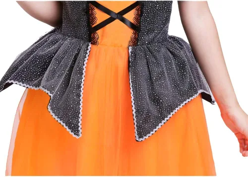 Vista 6 de Halloween Costumes for Girls Kids Pumpkin Witch Dress with Hat Toddler PrincessClothes Outfits Child Teen Orange Set Gift