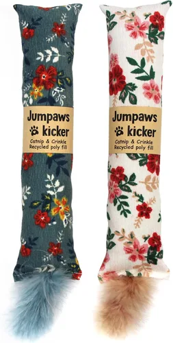 Vista 9 de Jumpaws Paquete de 2 pateadores interactivos naturales para gatos con plumas, juguete masticable resistente a mordeduras, patín arrugado, accesorios