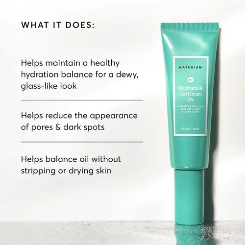 Vista 4 de Naturium Crema de gel de niacinamida al 5%, hidratante facial y cuidado de la piel hidratante para una piel húmeda de aspecto más saludable, 1.7