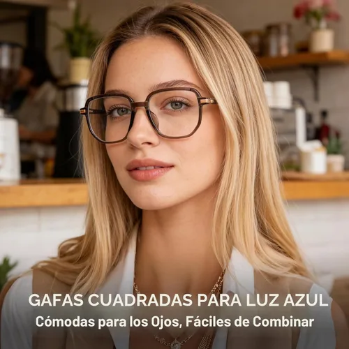Vista 3 de Dollger Square Blue light Glasses for Women Men Oversized Bluelight Blocking Computer Screen Stylish Eyeglasses TR90 Frame