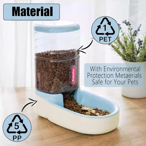 Vista 4 de kathson Comedero automático para gatos de 1 galón con gravedad, dispensador de comida para perros, gran capacidad, cuenco de comida para mascotas