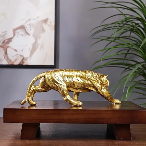 Vista 4 de Estatua de tigre grande de 15.5 pulgadas, escultura, regalos coleccionables para amantes del tigre, oficina, decoración del hogar, accesorios