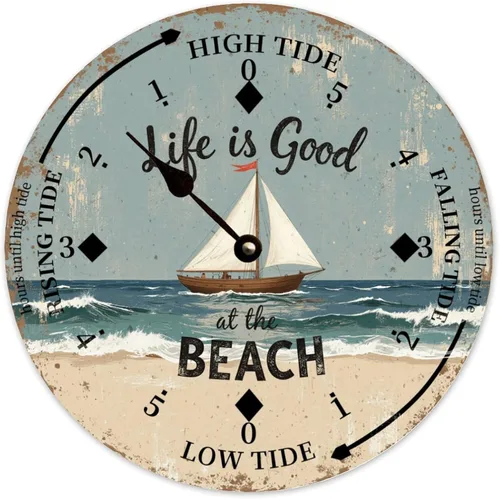 Vista 37 de Tide Clock for Wall Myrtle Beach Time Coastal Clocks Beach Navy-3