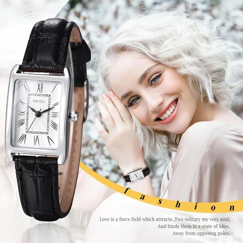 Vista 5 de Avaner Relojes de cuero cuadrados para mujer reloj de pulsera con correa de cuero elegante analógico de cuarzo para mujer