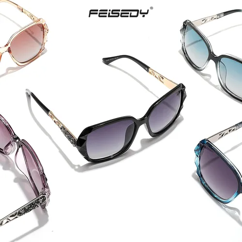 Vista 43 de FEISEDY - gafas de sol polarizadas para mujer, marco compuesto brillante B2289
