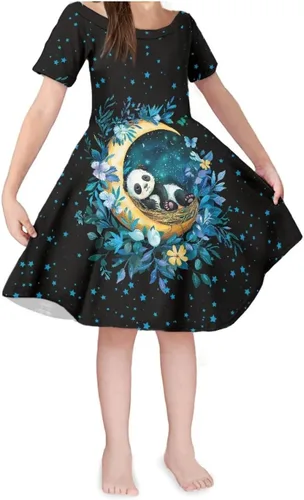 Vista 41 de SEANATIVE Vestido de manga corta para niñas de 3 a 14 años Black Bow Ghost