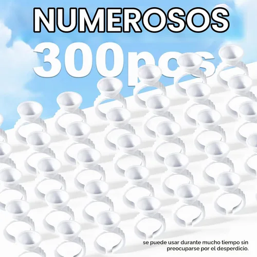 Vista 3 de NXJ INFILILA Anillos de pegamento, 300 anillos de pegamento para extensiones de pestañas, soporte desechable para suministros de extensión