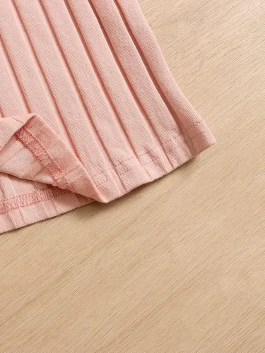 Vista 4 de SHENHE Camiseta corta sin mangas de 2 piezas de punto acanalado con cuello redondo para niña