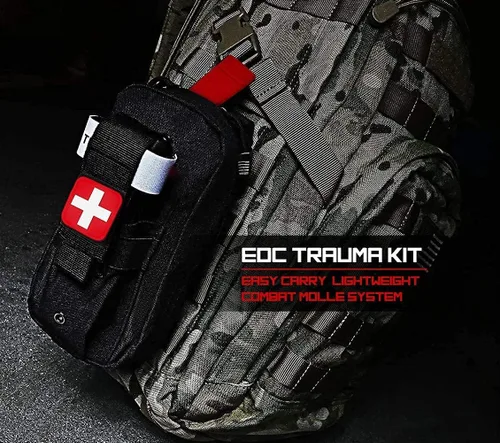 Vista 5 de Soporte para torniquete, bolsa táctica portátil de primeros auxilios para trauma pequeño con sistema Molle IFAK bolsa médica, kit de emergencia EMT