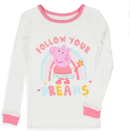 Vista 2 de Peppa Pig - Pijama para niñas pequeñas, conjunto de pijama de 2 piezas para niños, Multi colorido