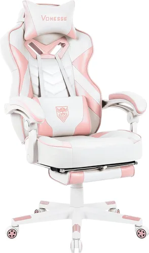 Vista 13 de Vonesse Silla de juegos, silla de oficina grande y alta con reposapiés y masaje, sillas de juegos para adultos con soporte lumbar, silla ergonómica