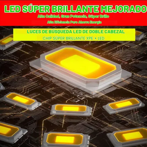 Vista 6 de Linterna LED recargable, foco LED, gran capacidad de potencia, 13000 lúmenes, 20 horas, espera ultra larga, 7 modos de luz, luz de trabajo