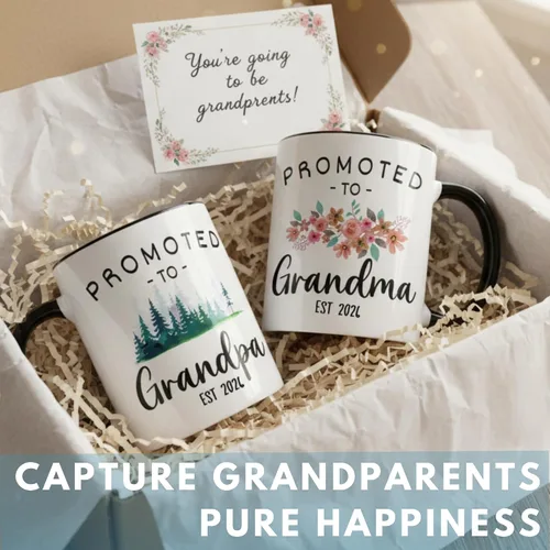 Vista 2 de Vivulla68 Taza promocionada a los abuelos 2026 con tarjeta de felicitación, regalo de revelación de embarazo para la nueva abuela y el abuelo, taza