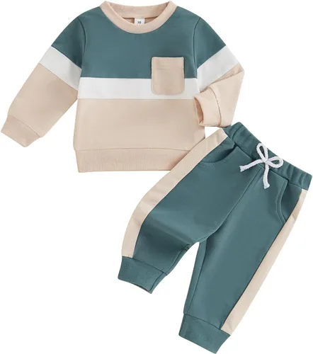 Vista 47 de Conjunto de sudadera de manga larga con cuello redondo y pantalones deportivos para bebés, ropa de invierno para bebé