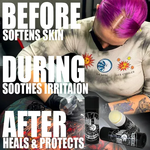 Vista 3 de LuckyLuna Tubo orgánico de cuidado posterior del tatuaje, hidratante de tatuaje para la longevidad del color, orgánico totalmente natural, loción