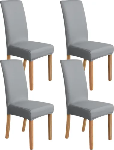 Vista 11 de Amazon Basics - Juego de 4 fundas para sillas de comedor o cocina, Parson/Dining, fundas elásticas y lavables, protectores removibles para sillas