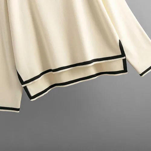 Vista 7 de MaLinfandor Conjunto de 2 piezas de suéter de punto para mujer, sudadera de manga larga, pantalones elásticos de pierna ancha, conjunto de ropa