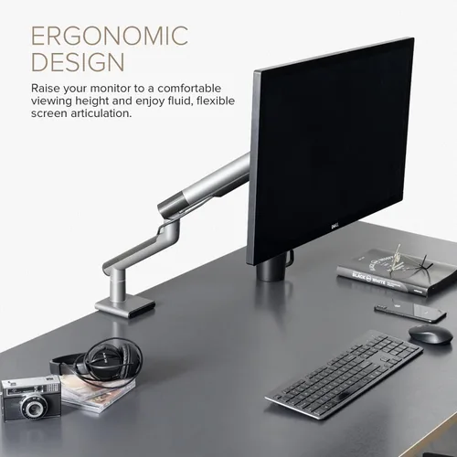Vista 6 de POUT Eyes 12 Brazo de monitor de aluminio dual (gris/negro/individual)