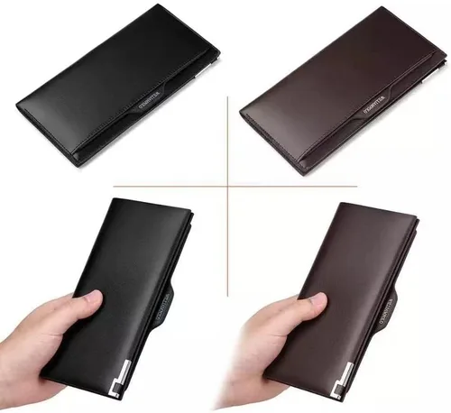 Vista 7 de LIOONS Cartera minimalista de cuero para hombre, diseño ultrafino, bolso largo bi-plegable, bolso de mano para hombre, moda de negocios, casual