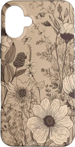 Vista 23 de Funda para iPhone 12 Pro Max Beige Tan Wildflower Floral Minimal Flower Boho