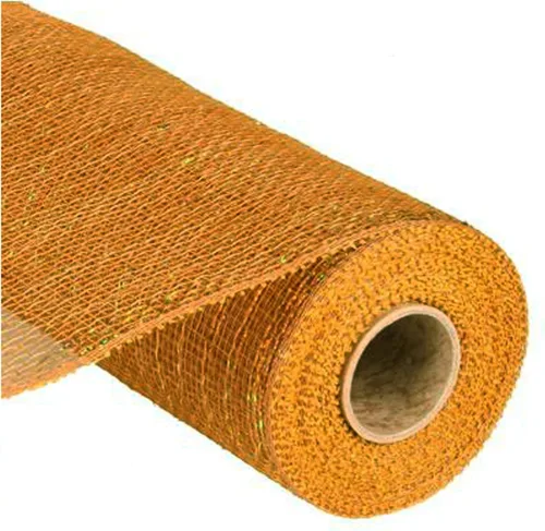 Vista 10 de Cinta decorativa de malla de yute de poliéster de 10 pulgadas x 30 pies (rayas naturales marrones y blancas con hilo de algodón): RY800348