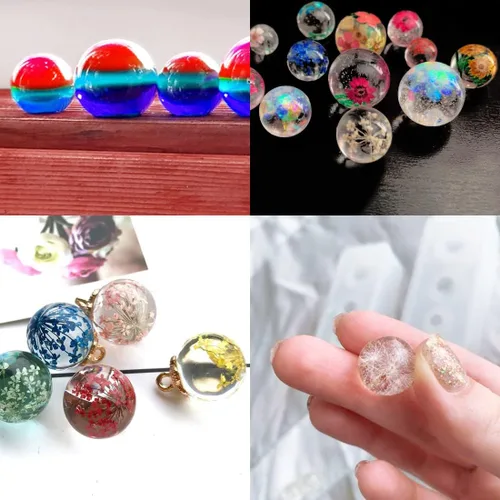 Vista 5 de 6 moldes de resina de silicona de esfera pequeña, molde de fundición de resina epoxi TuNan Ball para collares, colgantes, aretes, joyería