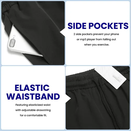 Vista 5 de COOFANDY - Paquete de 2pantalones cortos de entrenamiento para hombre, diseño con bolsillos, de secado rápido, para fisicoculturismo, levantamiento