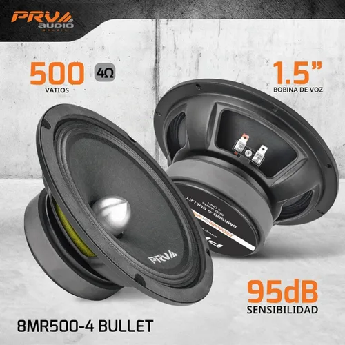Vista 2 de PRV AUDIO Altavoz de rango medio de 8 pulgadas 8MR500-4, potencia de programa de 500 vatios, 4 ohmios, altavoces de bala de bobina de voz de 1.5