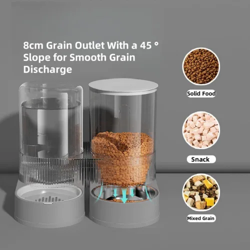 Vista 3 de Alimentador de gravedad para gatos y dispensador de agua, 2 en 1, alimentador automático para gatos con rotación de 180 grados, paquete de 2