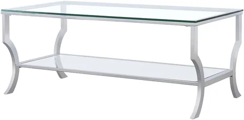 Vista 5 de Coaster Home Furnishings - Saide - Mesa de centro rectangular con estante inferior de espejo, patas curvas, base de metal - Sala de estar - 47