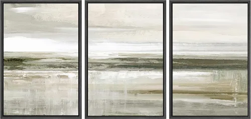 Vista 107 de SIGNWIN Lienzo enmarcado para pared, juego de arte sereno de pantanos con humedales verdes e ilustraciones de agua tranquila, arte moderno