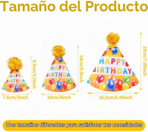 Vista 2 de 6 sombreros de fieltro para fiesta de cumpleaños para perros pequeños, cachorros, gatos
