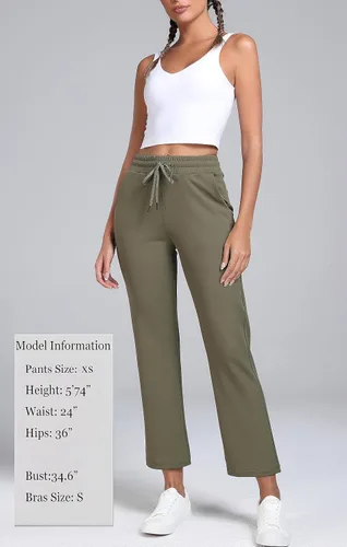 Vista 5 de Oalka Pantalones de golf de pierna recta para mujer con bolsillos profundos