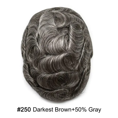 Vista 276 de Toupee para hombre 100% cabello humano real tupé para hombres 0.004 in piel de poliuretano para hombre, sistema de reemplazo de piezas de pelo