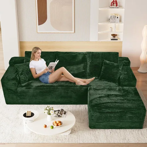 Vista 35 de Sofás seccionales de nube deshuesada de 95 pulgadas para sala de estar, cómodo y esponjoso sofá de espuma viscoelástica en forma de L, sofá modular