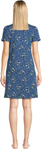 Vista 2 de Lands' End Camisón de algodón de manga corta hasta la rodilla para mujer